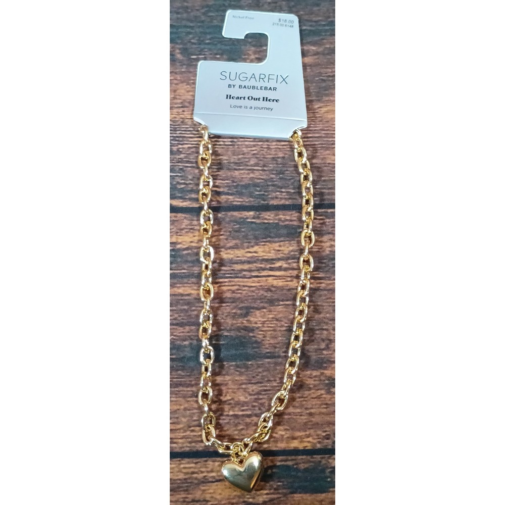 Sugarfix by Baublebar Heart Out Here Gold Tone Cable Chain Puffy Heart Necklace